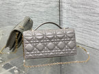 DIOR 25S DIOR TALK PHONE POUCH 21 IN DIRTY LILAC CANNAGE LAMBSKIN GOLD HARDWARE
