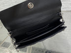 DIOR 25S DIOR TALK PHONE POUCH 21 IN BLACK CANNAGE LAMBSKIN SILVER HARDWARE