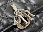 DIOR 25S DIOR TALK PHONE POUCH 21 IN BLACK CANNAGE LAMBSKIN SILVER HARDWRE