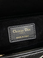 DIOR 25S SMALL LADY D‑JOY BAG 22 IN BLACK CALFSKIN GOLD HARDWRE
