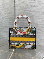 DIOR 25S SMALL LADY D-LITE BAG 24 IN YELLOW CANVAS DIOR CANNES