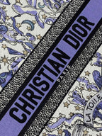 DIOR 25S LARGE BOOK TOTE 42 IN WHITE AND PURPLE DIOR NIGHT OF DREAMS EMBROIDERY