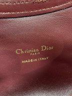 DIOR 25S JOLIE TOP HANDLE MINI BAG 18 IN BURGUNDY CALFSKIN GOLD HARDWARE
