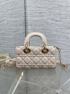 DIOR 25S MICRO LADY D-JOY 19 IN BEIGE CALFSKIN GOLD HARDWARE