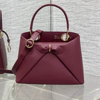Dior 2025 Bow Bag 28cm Burgundy Leather 272517