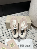 SOUL STAR SNEAKERS IN PINK SUEDE WHITE HEEL TAB