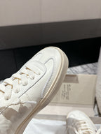 SOUL STAR SNEAKERS IN WHITE CALFSKIN SILVER GLITTER HEEL TAB