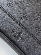 LV M12139 Flore Handbag 28cm Black Perforated Cowhide