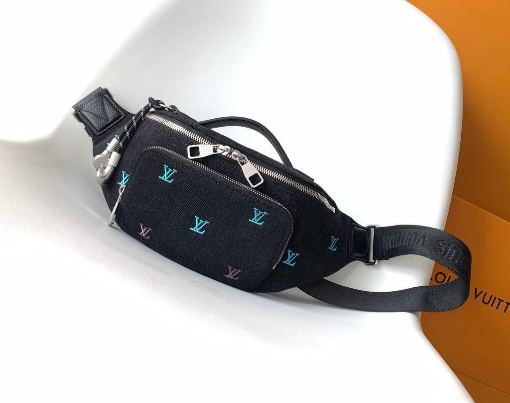 LV M13961 Rush Bumbag Black LV Blason Denim & Cowhide
