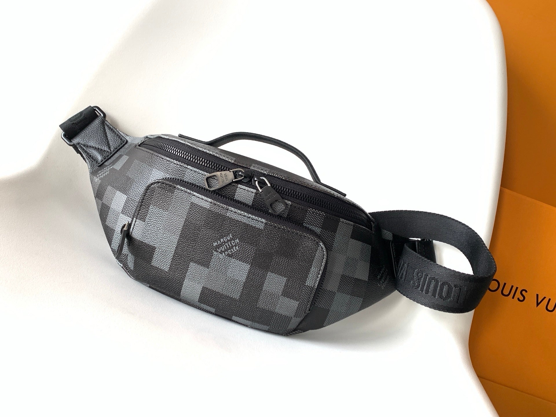 LV M14920 Rush Bumbag Black Damoflage Black Canvas & Cowhide