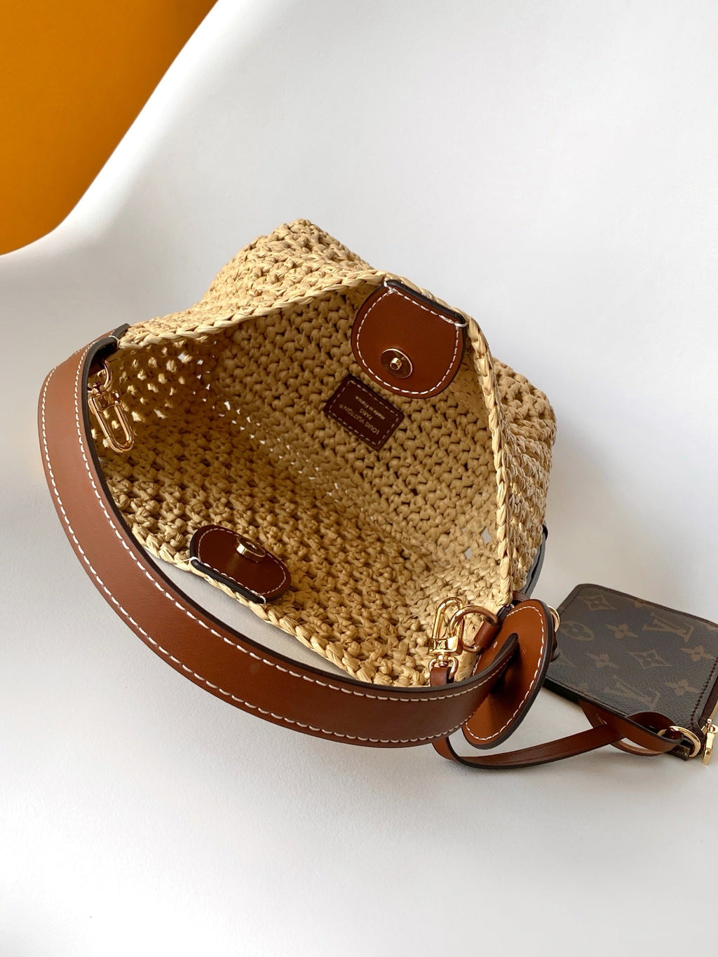 LV M14217 All In BB 16cm Brown Raffia & Cowhide-leather trim