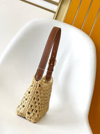 LV Hills Pochette 18.5cm Brown Beige Raffia & Cowhide GHW