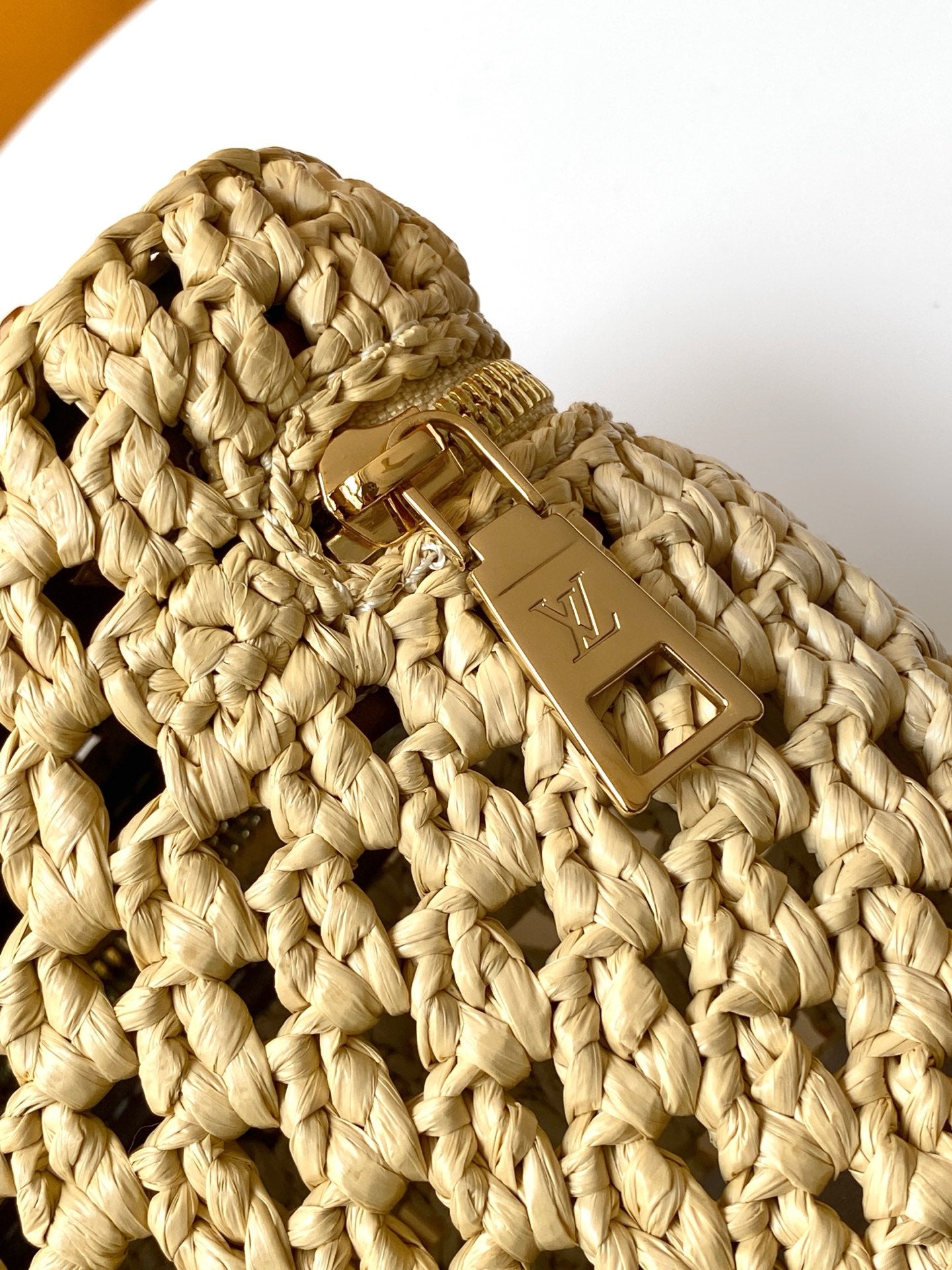 LV Vanity Chain Pouch 19cm Brown Raffia & Cowhide GHW
