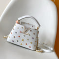 LV x TM Capucines Mini 21cm White Taurillon Cowhide & Metallic Studs GHW
