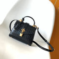 LV 25s Rose Des Vents Handbag 19cm Black Crocodile GHW