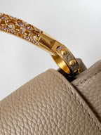 LV Capucines Mini Bedazzled Flower Handle Taupe Taurillon leather