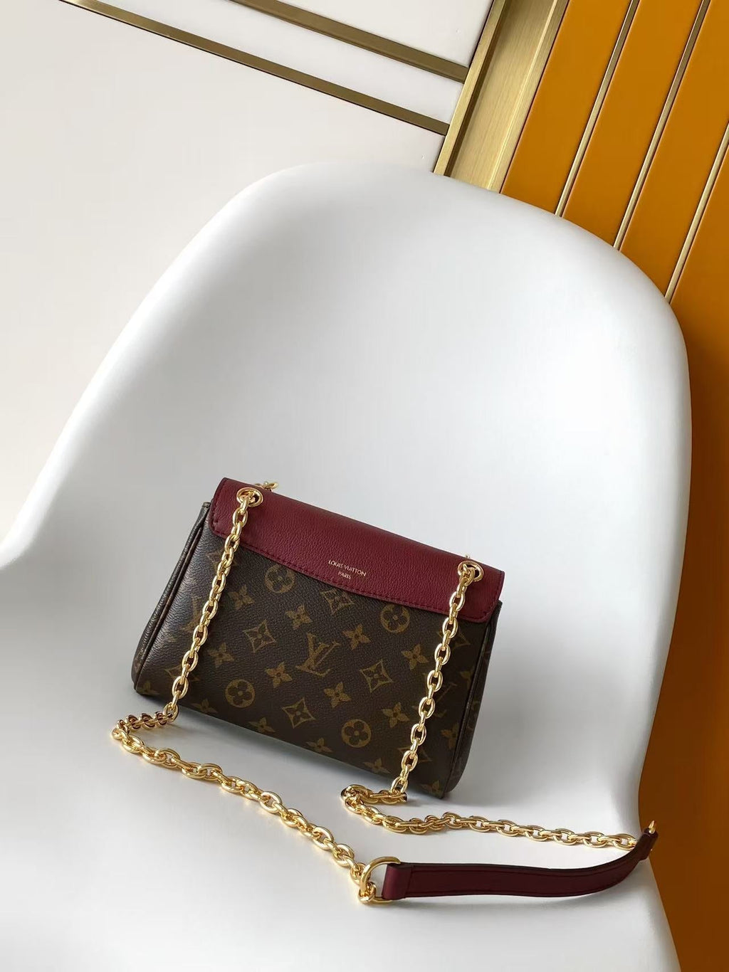 LV Large Saint Germain BB Wine Red Monogram Leather & Coated Canvas