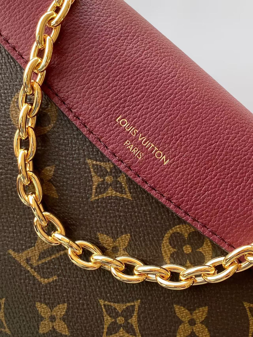 LV Large Saint Germain BB Wine Red Monogram Leather & Coated Canvas