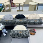 BEANIE HAT IN COIN GRAY WOOL AND FLEECE 399545
