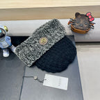 BEANIE HAT IN BLACK WOOL AND FLEECE 399548