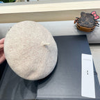 BERET HAT IN KHAKI BROWN WOOL 406970