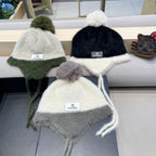 KNIT HAT IN BLACK MIX WHITE WOOL 426270