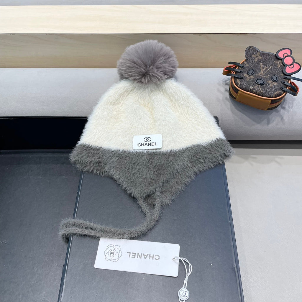 KNIT HAT IN WHITE MIX MO GRAY WOOL 426269