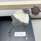 KNIT HAT IN WHITE MIX MO GRAY WOOL 426269