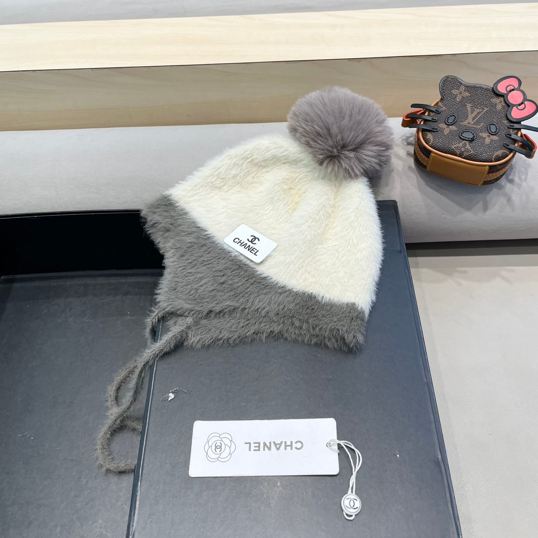 KNIT HAT IN WHITE MIX MO GRAY WOOL 426269
