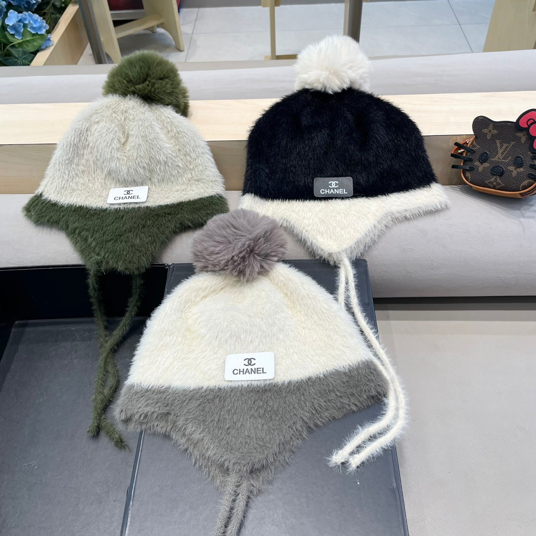KNIT HAT IN WHITE MIX MO GRAY WOOL 426269