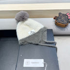 KNIT HAT IN WHITE MIX MO GRAY WOOL 426269