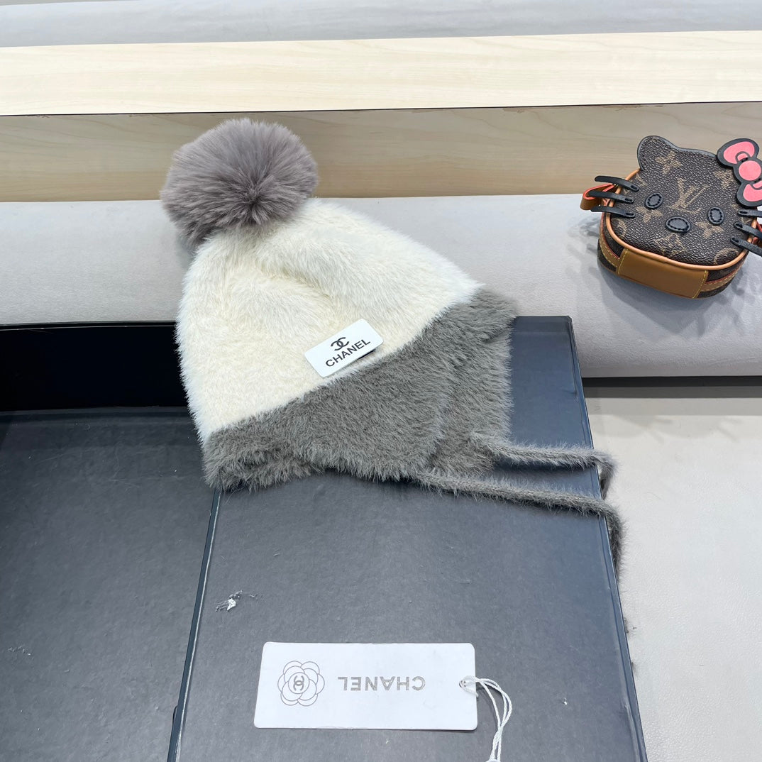 KNIT HAT IN WHITE MIX MO GRAY WOOL 426269