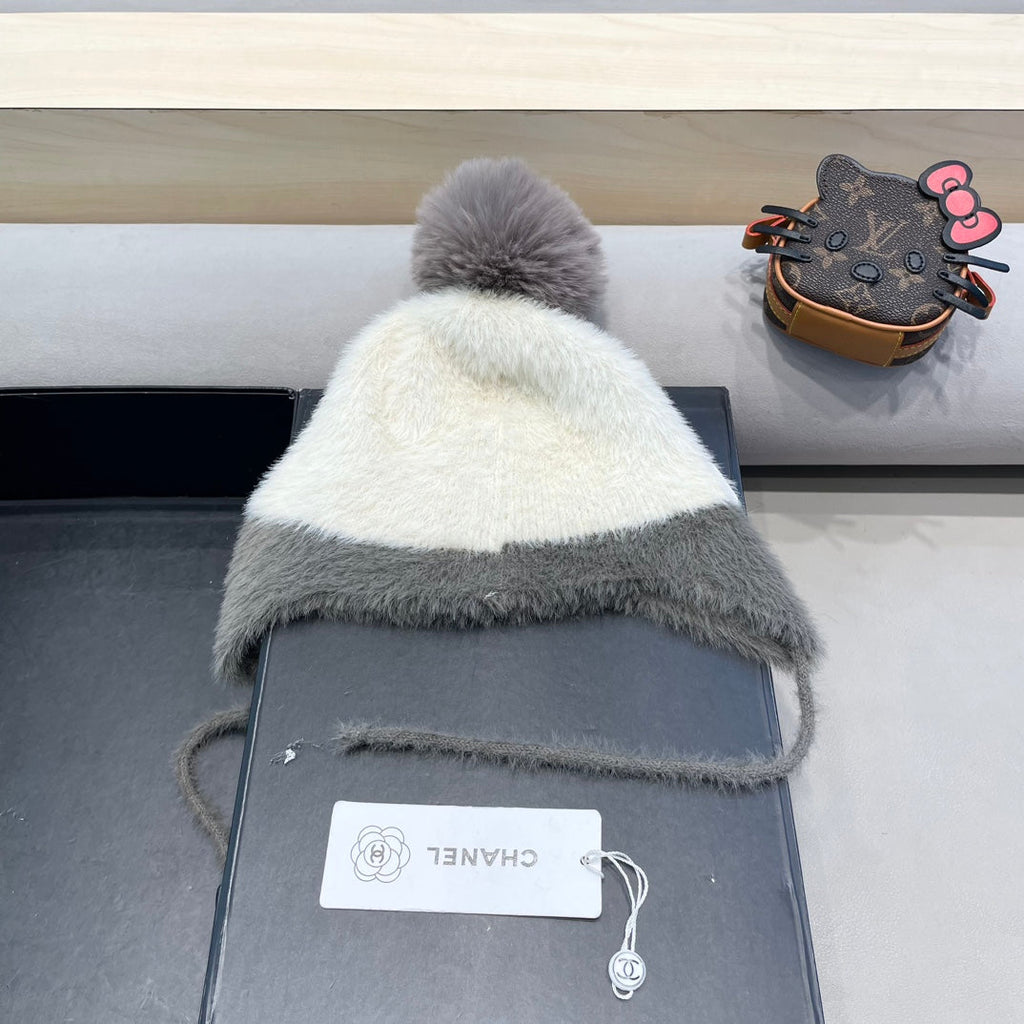 KNIT HAT IN WHITE MIX MO GRAY WOOL 426269