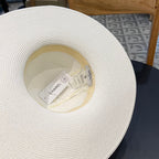 WIDE BRIM STRAW HAT WITH BOW WHITE 672704