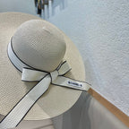 WIDE BRIM STRAW HAT WITH BOW BEIGE 672706
