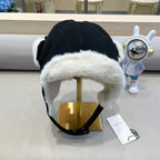 TRAPPER HAT IN BLACK SUEDE AND FLEECE 417777