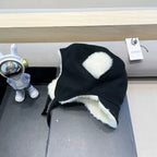 TRAPPER HAT IN BLACK SUEDE AND FLEECE 417777