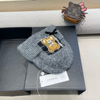 BEANIE HAT IN SHARK GRAY WOOL WITH BOW 421252