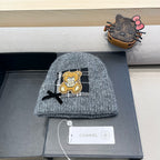 BEANIE HAT IN SHARK GRAY WOOL WITH BOW 421252