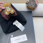 BEANIE HAT IN BLACK WOOL WITH BOW 421254