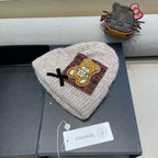 BEANIE HAT IN CAMEL BEIGE WOOL WITH BOW 421255