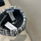 BERET HAT IN BLACK MIX WHITE WOOL TWEED 422552