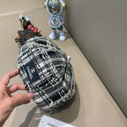 BERET HAT IN BLACK MIX WHITE WOOL TWEED 422552