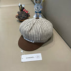 BERET HAT CHOCOLATE BROWN MIX WHITE 422561