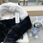 BALACLAVA HAT IN BLACK MIX WHITE FLEECE 422216