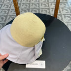 BOW BUCKET HAT IN PALE PURPLE MIX BEIGE RAFFIA 426169