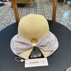 BOW BUCKET HAT IN PALE PURPLE MIX BEIGE RAFFIA 426169
