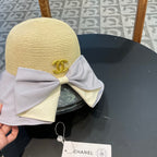 BOW BUCKET HAT IN PALE PURPLE MIX BEIGE RAFFIA 426169