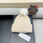 BEANIE HAT IN BISQUE BEIGE WOOL 426236