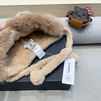 BEANIE HAT IN CAMEL BROWN LAMB FUR 426238